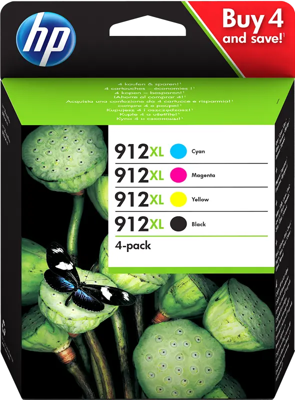 Original HP 912 XL Multipack Schwarz / Cyan / Magenta / Gelb