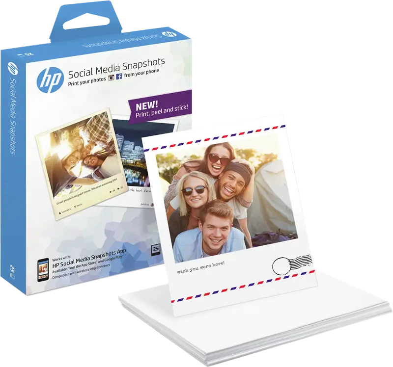 Original HP Social Media Snapshots Fotopapier 10x13 Weiss