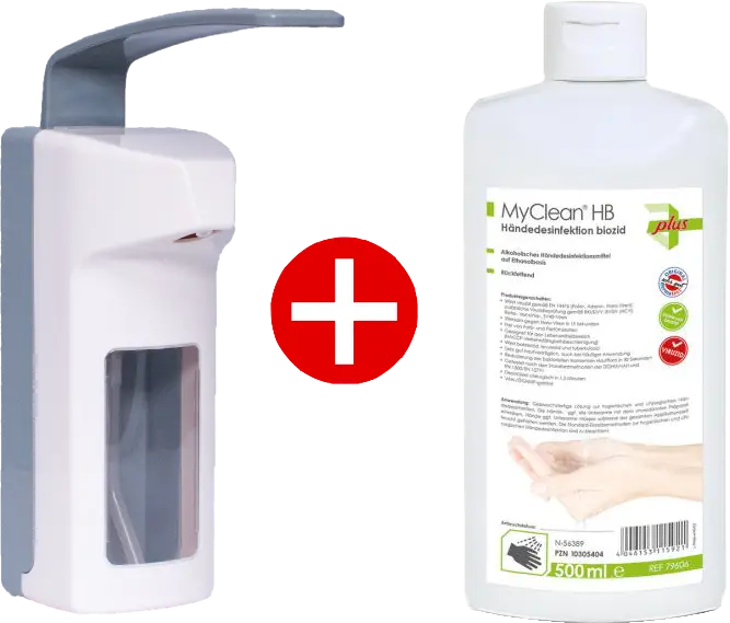 ORIGINAL MyClean Hygiene Weiss 79606-2040 HB MyClean® Händedesinfektionsmittel 500 ml + Wandspender