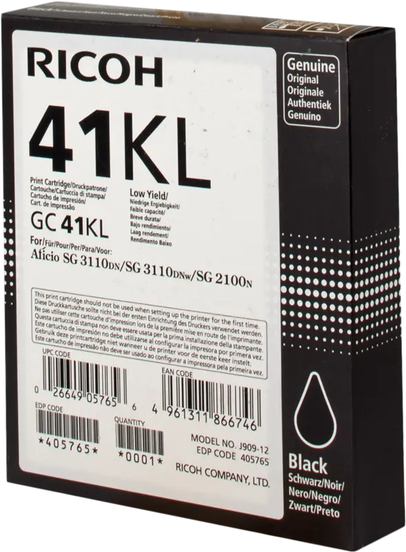 Original Ricoh Gel Patrone GC41BKL Schwarz