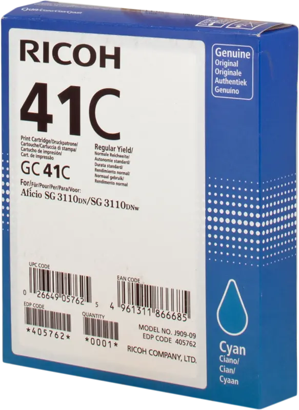 Original Ricoh Gel Patrone GC41CHC Cyan