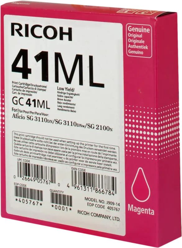 Original Ricoh Gel Patrone GC41ML Magenta