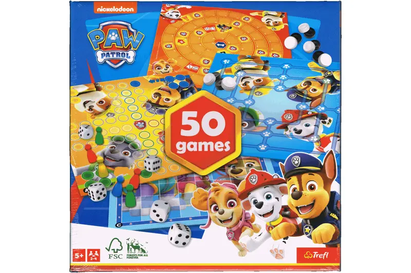 PAW Patrol 50 Spiele Sammlung – Trefl 02508 | Ab 5 Jahren | 2–4 Spieler