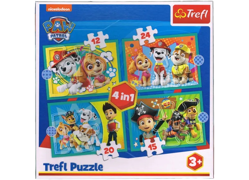 PAW Patrol Puzzle 4 in 1 mit 12, 15, 20 und 24 Teile ab 3 Jahre 285x205 mm Trefl 34346