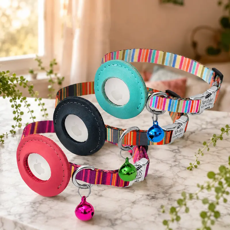 Personalized Artistic AirTag Cat Collar – Integrated GPS Safety & Breakaway Buckle