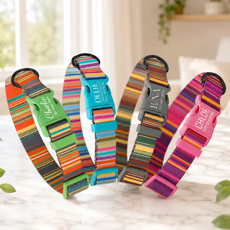 Personalized 'Nature's Palette' Dog Collar – Artistic Prints & Custom Engraved Safety Buckle