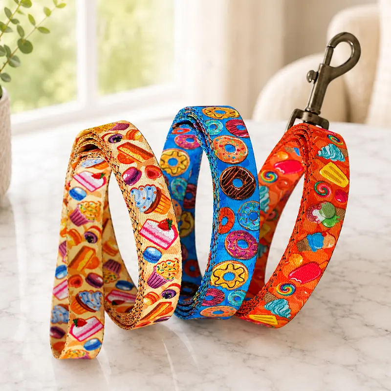 Personalized Sweet Dog Leash – Custom Engraved Name ID Tag & Vibrant Patterns