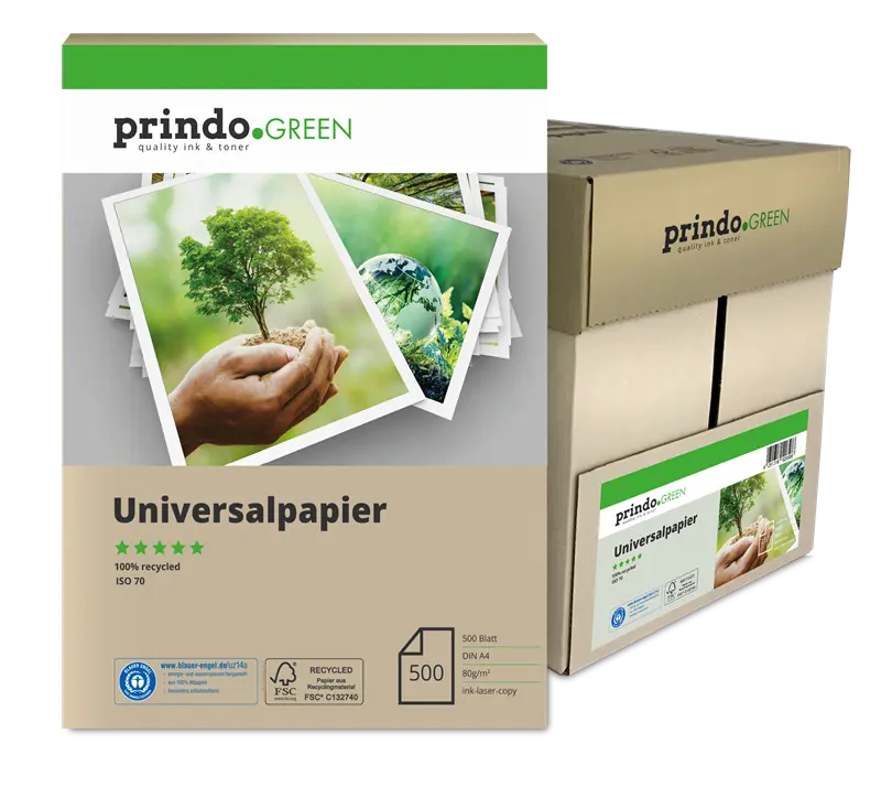 Prindo A4 Recycling Universalpapier 5x500 Blatt rauchweiß