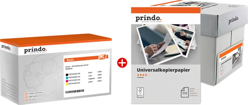 Prindo Basic Schwarz / Cyan / Magenta / Gelb Value Pack PRTHPCE410A MCVP