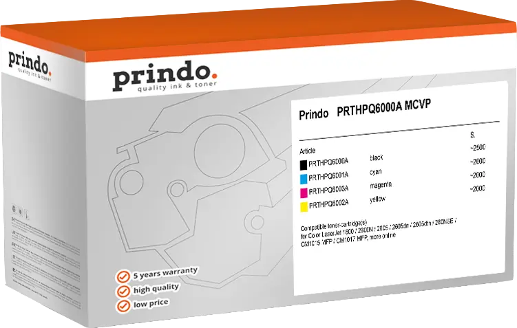 Prindo Basic Schwarz / Cyan / Magenta / Gelb Value Pack PRTHPQ6000A MCVP