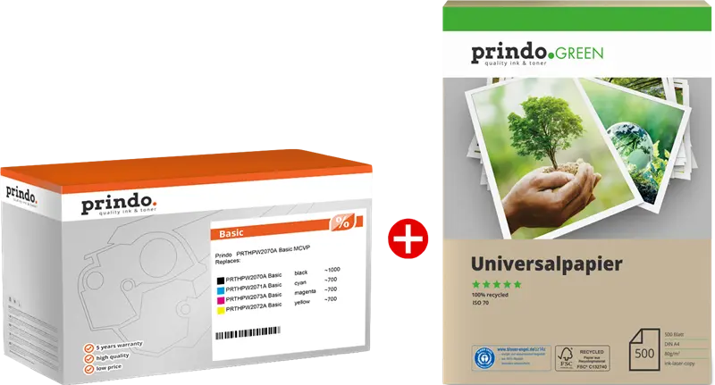 Prindo Basic Schwarz / Cyan / Magenta / Gelb Value Pack PRTHPW2070A MCVP