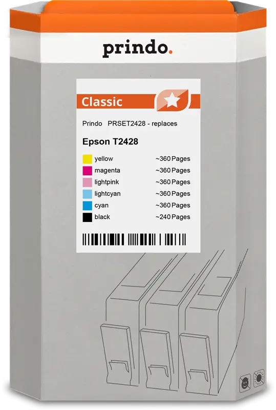 Prindo Classic Multipack Schwarz / Cyan / Magenta / Gelb / Cyan (hell) / Pink (hell) (PRSET2428)
