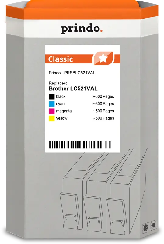 Prindo Classic Multipack Schwarz / Cyan / Magenta / Gelb (PRSBLC521VAL)