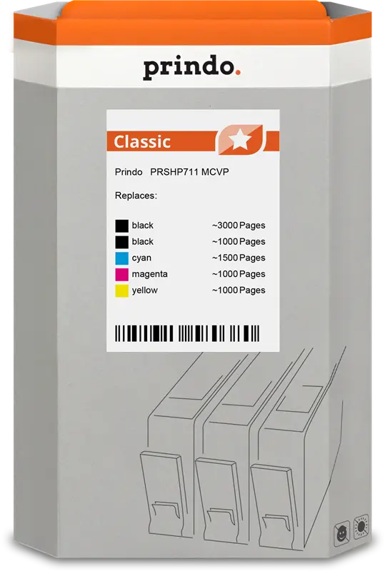 Prindo Classic Multipack Schwarz / Cyan / Magenta / Gelb (PRSHP711 MCVP)