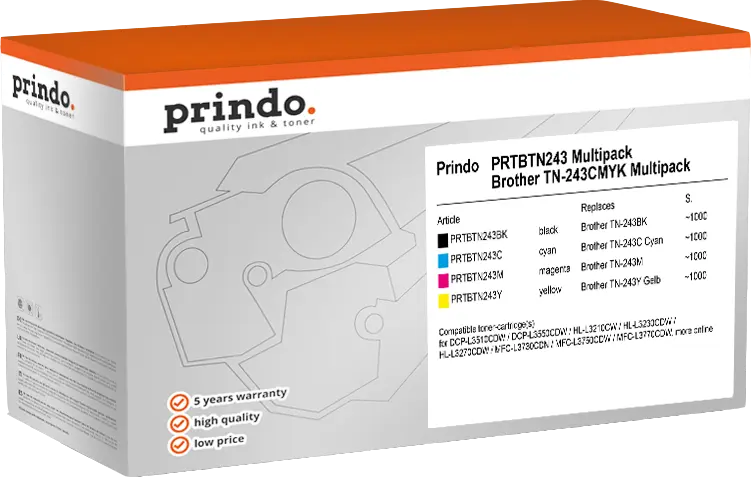 Prindo Classic Multipack Schwarz / Cyan / Magenta / Gelb (PRTBTN243CMYK)
