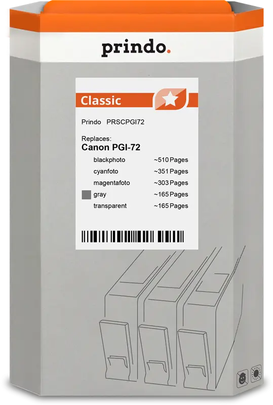 Prindo Classic Multipack Schwarz (Foto) / Grau / Magenta (Foto) / Cyan (Foto) / Transparent (PRSCPGI72)