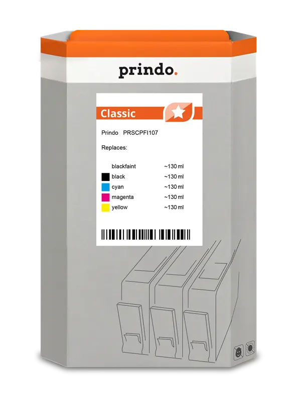 Prindo Classic Multipack Schwarz (Matt) / Schwarz / Cyan / Magenta / Gelb (PRSCPFI107)