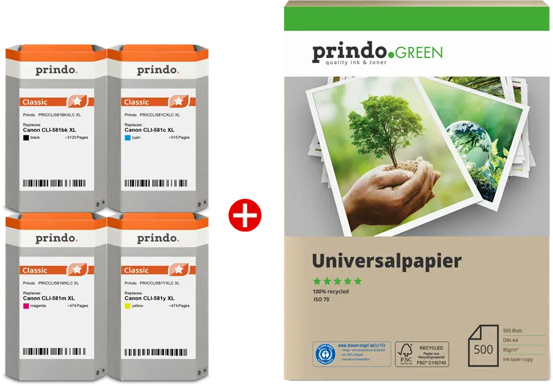 Prindo Classic Schwarz / Cyan / Magenta / Gelb Value Pack PRSCCLI581XL MCVP