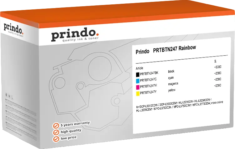 Prindo Classic Schwarz / Cyan / Magenta / Gelb Value Pack PRTBTN247 Rainbow