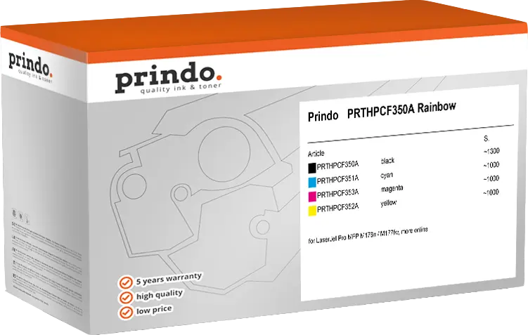 Prindo Classic Schwarz / Cyan / Magenta / Gelb Value Pack PRTHPCF350A Rainbow