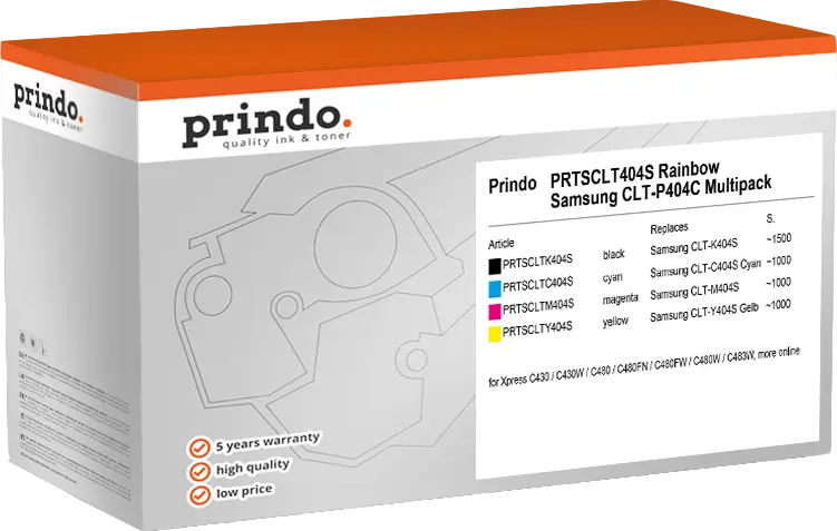 Prindo Classic Schwarz / Cyan / Magenta / Gelb Value Pack PRTSCLT404S Rainbow