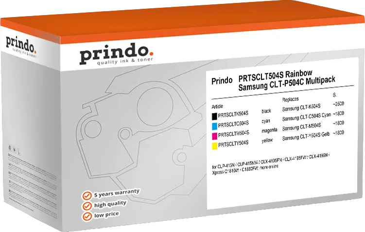 Prindo Classic Schwarz / Cyan / Magenta / Gelb Value Pack PRTSCLT504S Rainbow