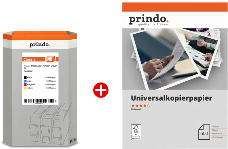 Prindo Classic Schwarz / Cyan / Magenta / Gelb / Weiss Value Pack PRSBLC3217VALDR MCVP 01