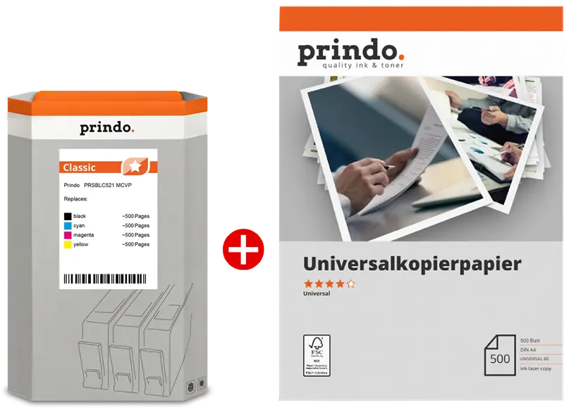 Prindo Classic Schwarz / Cyan / Magenta / Gelb / Weiss Value Pack PRSBLC521 MCVP