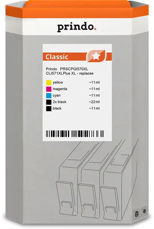 Prindo Classic XL Multipack Schwarz / Cyan / Magenta / Gelb (PRSCPGI570XL CLI571XLPlus)