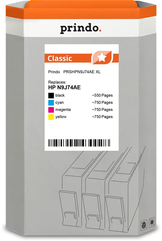 Prindo Classic XL Multipack Schwarz / Cyan / Magenta / Gelb (PRSHPN9J74AE)