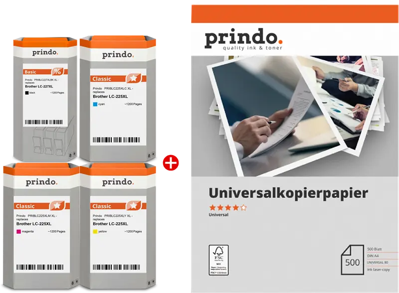 Prindo Classic XL Schwarz / Cyan / Magenta / Gelb Value Pack PRSBLC227XL_225XL MCVP