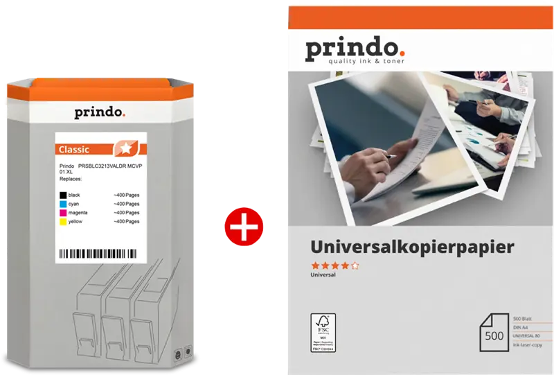 Prindo Classic XL Schwarz / Cyan / Magenta / Gelb / Weiss Value Pack PRSBLC3213VALDR MCVP 01