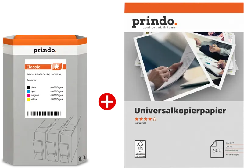Prindo Classic XL Schwarz / Cyan / Magenta / Gelb / Weiss Value Pack PRSBLC427XL MCVP