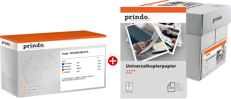 Prindo Classic XL Schwarz / Cyan / Magenta / Gelb / Weiss Value Pack PRTC067H MCVP