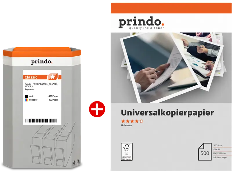 Prindo Classic XL Schwarz / mehrere Farben / Weiss Value Pack PRSCPG575XL_CL576XL MCVP