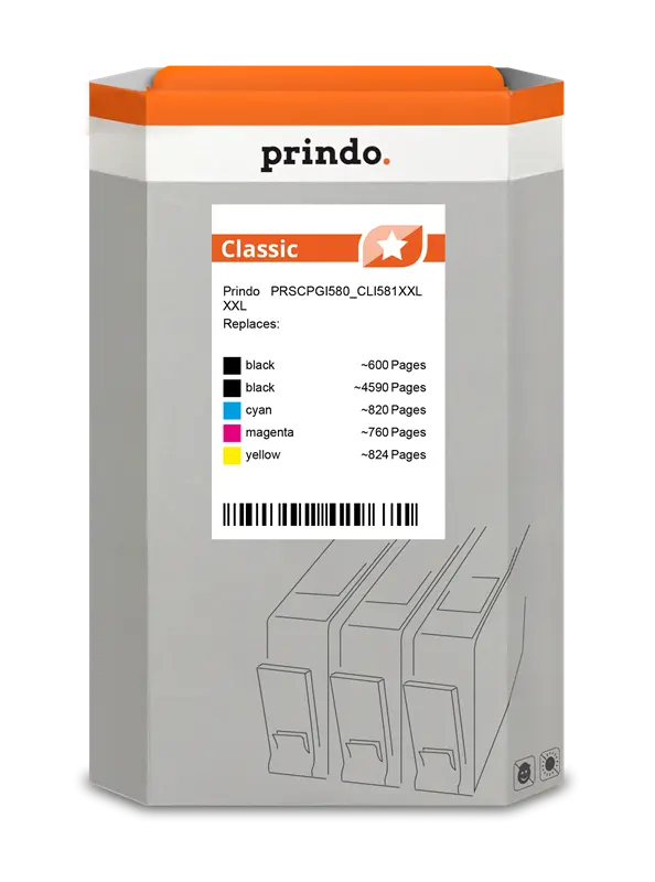 Prindo Classic XXL Multipack Schwarz / Schwarz / Cyan / Magenta / Gelb (PRSCPGI580_CLI581XXL)