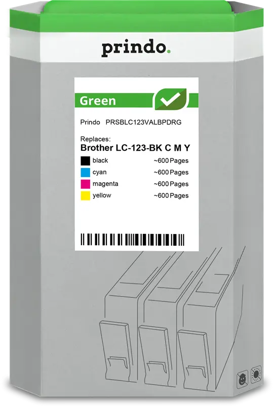 Prindo Green Multipack Schwarz / Cyan / Magenta / Gelb (PRSBLC123VALBPDRG)