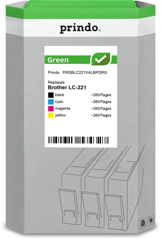 Prindo Green Multipack Schwarz / Cyan / Magenta / Gelb (PRSBLC221VALBPDRG)