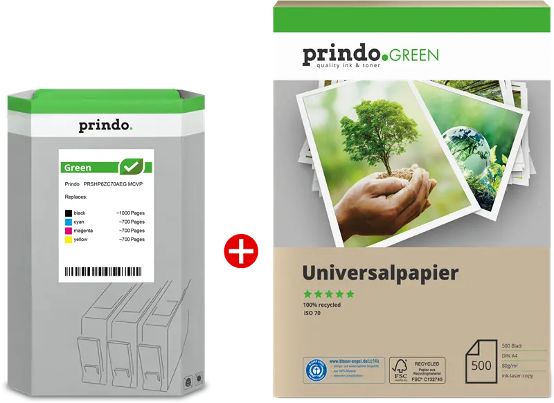 Prindo Green Schwarz / Cyan / Magenta / Gelb / rauchweiß Value Pack PRSHP6ZC70AEG MCVP