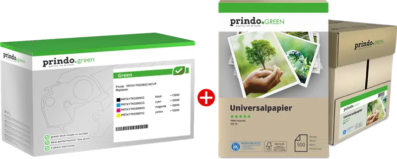 Prindo Green Schwarz / Cyan / Magenta / Gelb / rauchweiß Value Pack PRTKYTK5380G MCVP