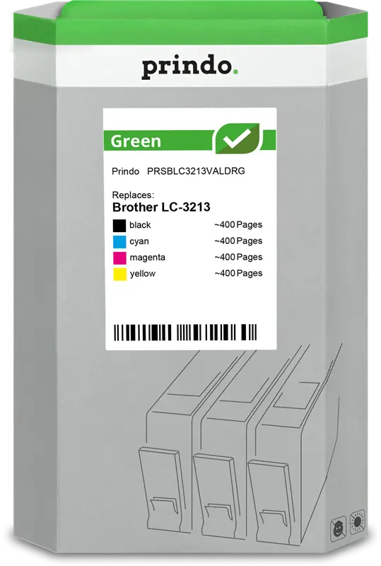 Prindo Green XL Multipack Schwarz / Cyan / Magenta / Gelb (PRSBLC3213VALDRG)