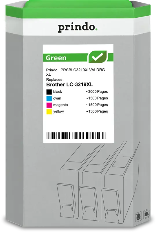 Prindo Green XL Multipack Schwarz / Cyan / Magenta / Gelb (PRSBLC3219XLVALDRG)