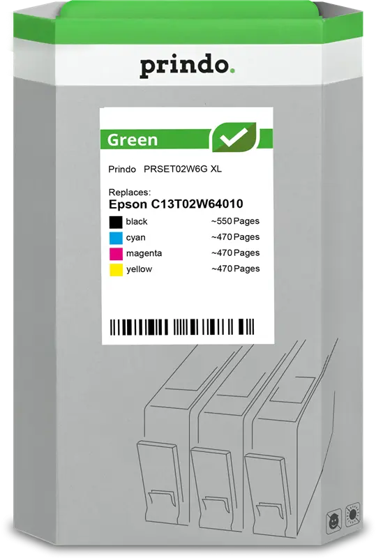 Prindo Green XL Multipack Schwarz / Cyan / Magenta / Gelb (PRSET02W6G)