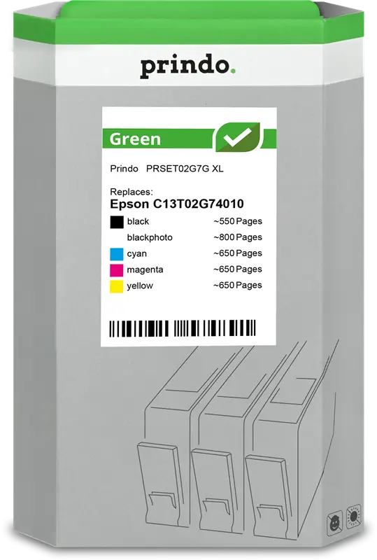 Prindo Green XL Multipack Schwarz / Schwarz (Foto) / Cyan / Magenta / Gelb (PRSET02G7G)