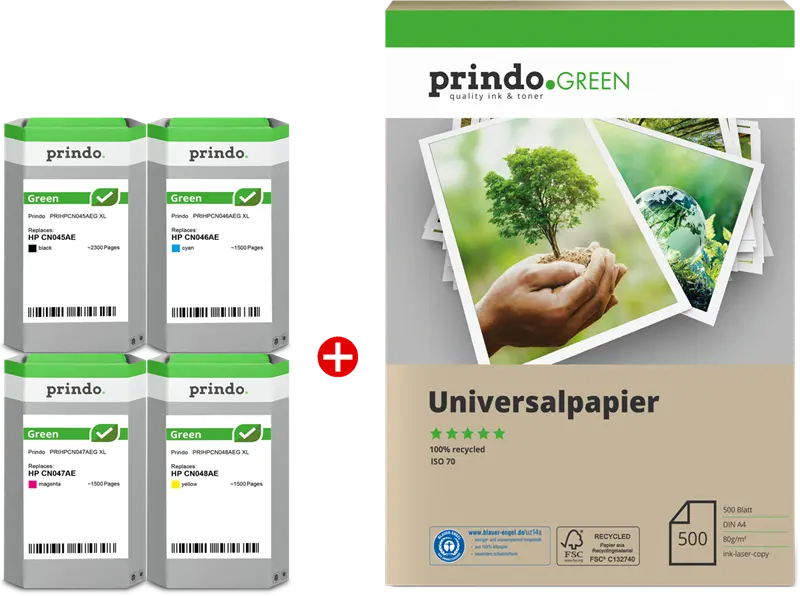Prindo Green XL Schwarz / Cyan / Magenta / Gelb Value Pack PRSHPC2P43AEG MCVP