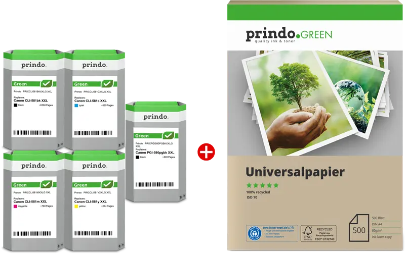 Prindo Green XXL Schwarz / Cyan / Magenta / Gelb Value Pack PRSCPGI580_CLI581XXLG MCVP