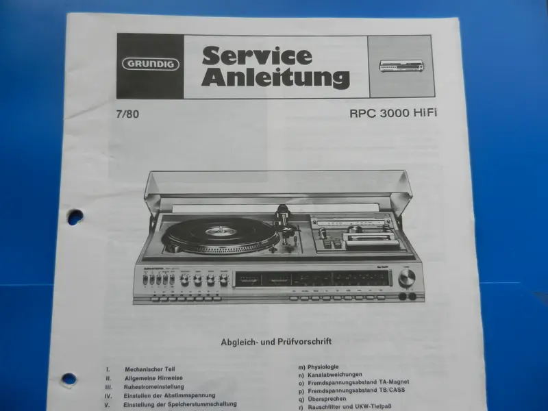 RPC3000 Service Manual für GRUNDIG RPC , Studios, Original