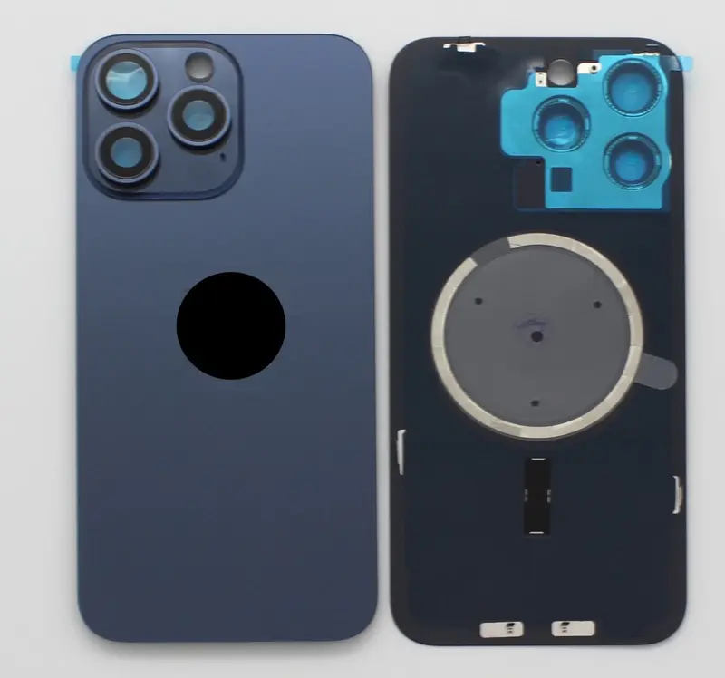 Rückseite kompatibel für iPhone 15 Pro Max Titan Blau "PULLED"