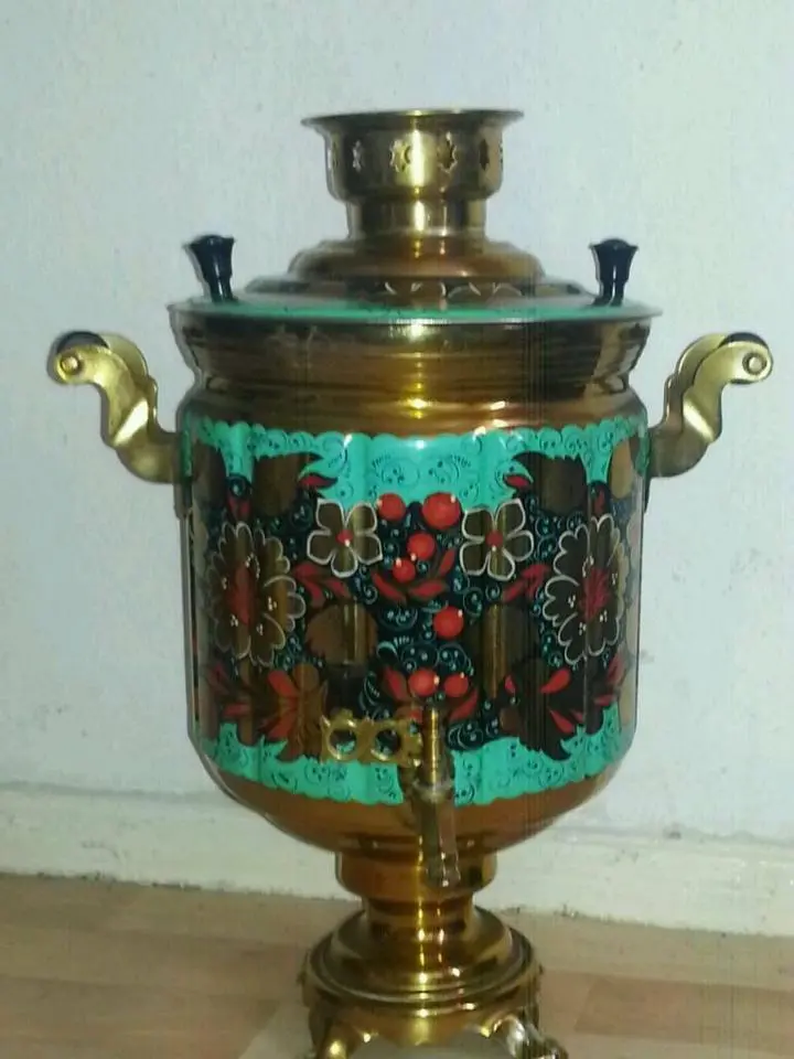 Samowar, russisch, elektrisch, Baujahr 1989, bunt und groß, 10 l