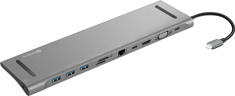 Sandberg Dockingstation USB-C 10-in-1 aluminium
